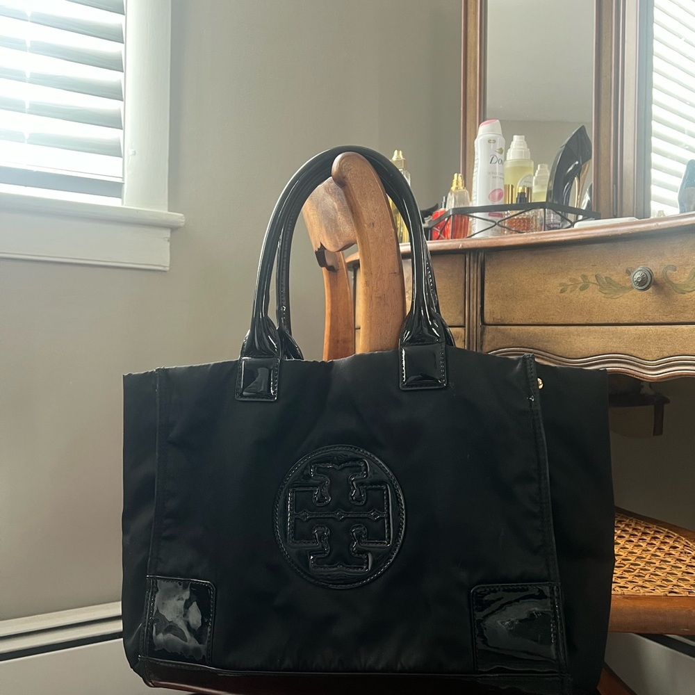 Tory Burch Black Nylon Tote with Logo